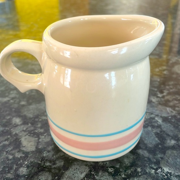 Cute Vintage 70’s McCoy Blue/Pink Stripe Creamer - Picture 2 of 5